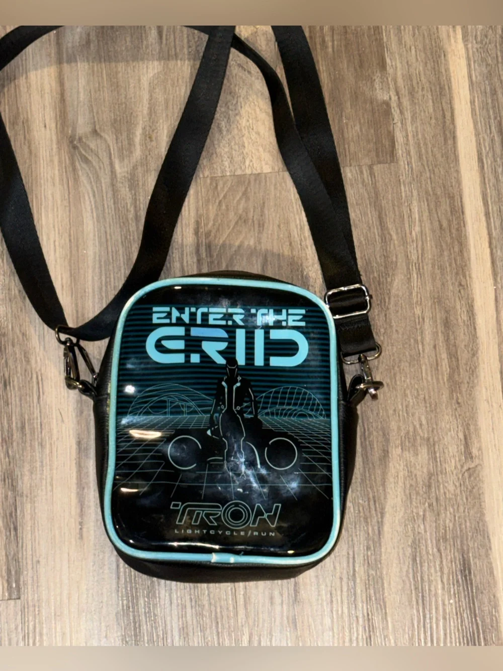 Disney Parks TRON Lightcycle Run Crossbody Bag Black & Blue Shoulder Bag‎